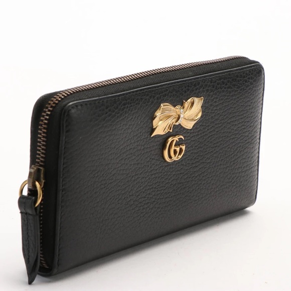 Gucci GG Marmont Zip Around Wallet with Embellished Leather and Bow - Picture 3 of 7